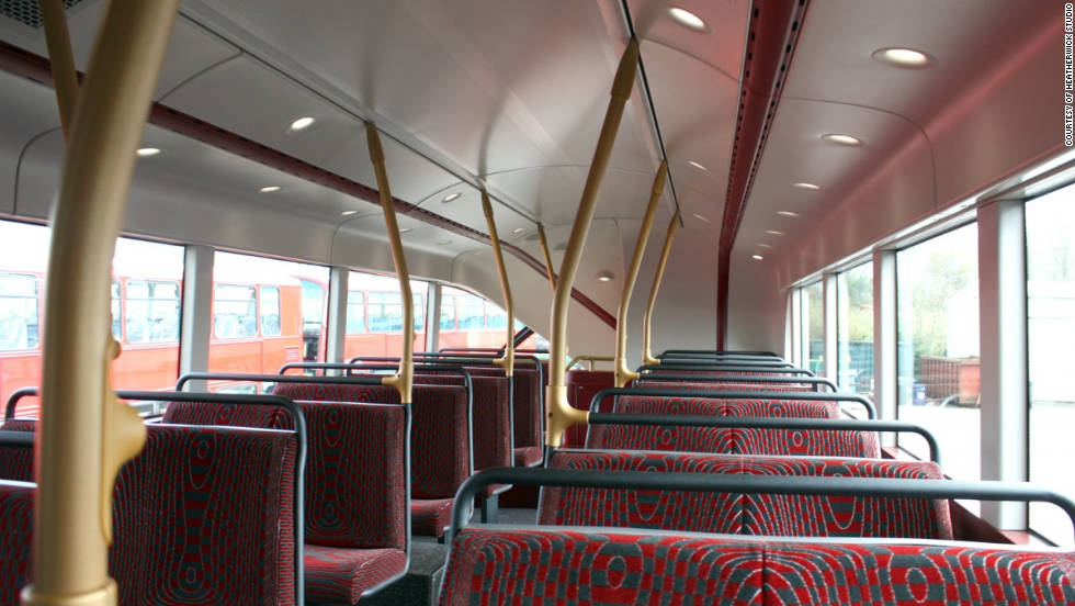 Upstairs, the same layout as the old Routemaster has been retained but with improved spot lighting. 