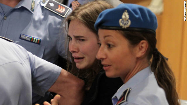 Knox breaks into tears as she leaves the court after being acquitted on October 3, 2011, for Kercher&#39;s murder.