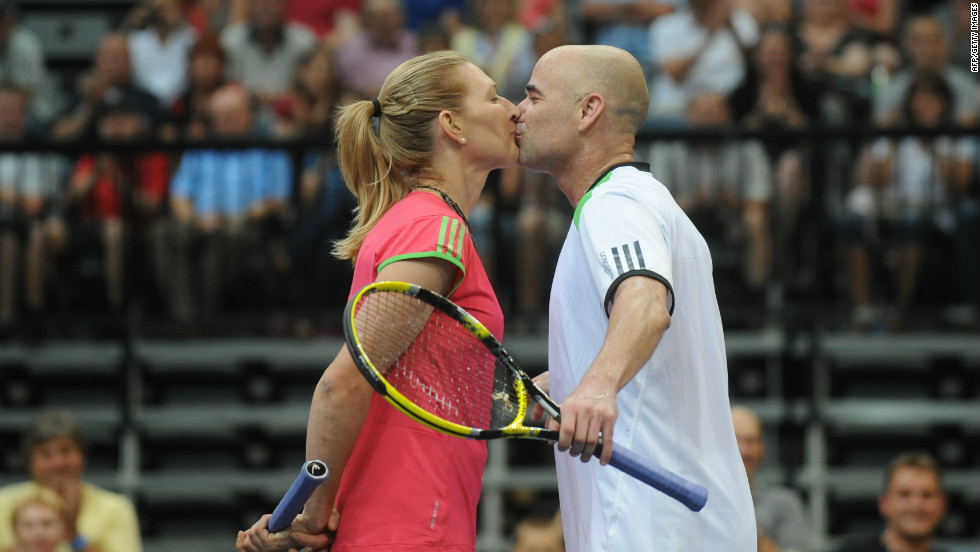 Tennis&#39; ultimate poster couple are still going strong after 10 years of marriage since reportedly getting together at the champions&#39; ball after both won the French Open in 1999. They have two children and still play the odd charity match, but rarely battle each other. As their website reveals: &quot;Andre says his problem playing Steffi is not watching the ball.&quot;
