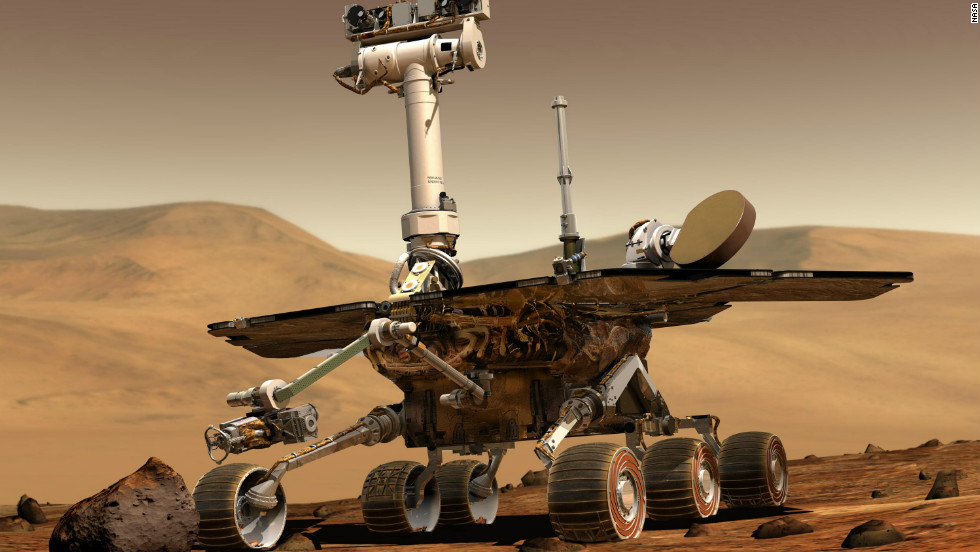 NASA's twin rovers, Spirit and Opportunity, have revealed many secrets of the Red Planet since landing on Mars in January 2004. Spirit stopped communicating in 2010, but Opportunity is still collecting data. This illustration depicts the identical look of both rovers.