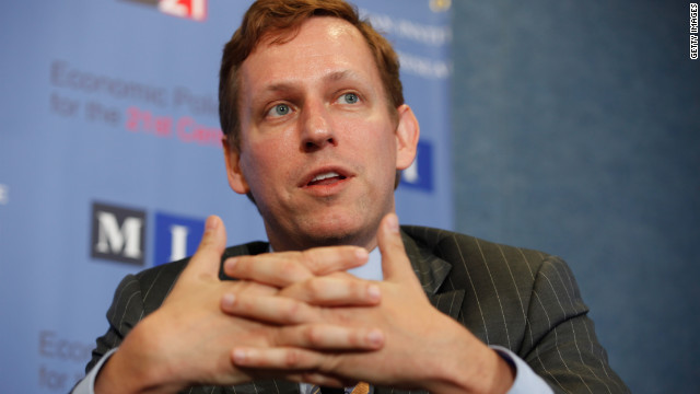 WASHINGTON, DC - OCTOBER 03: PayPal co-founder and former CEO Peter Thiel speaks about his National Review article, &#39;The End of the Future,&#39; during a discussion sponsored by e21, a conservative think tank, and the Manhattan Institute at the National Press Club October 3, 2011 in Washington, DC. 