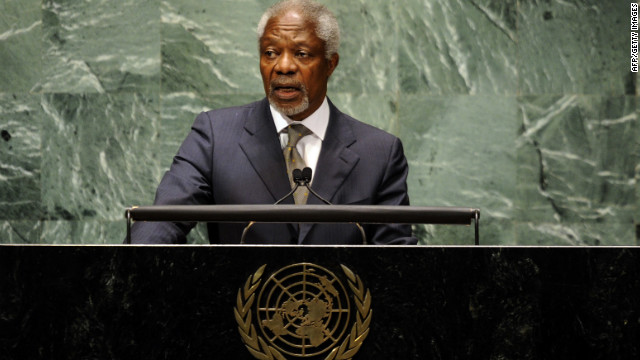 Joint Special Envoy for Syria Kofi Annan addresses the UN General Assembly on the situation in Syria in June 2012 in New York.