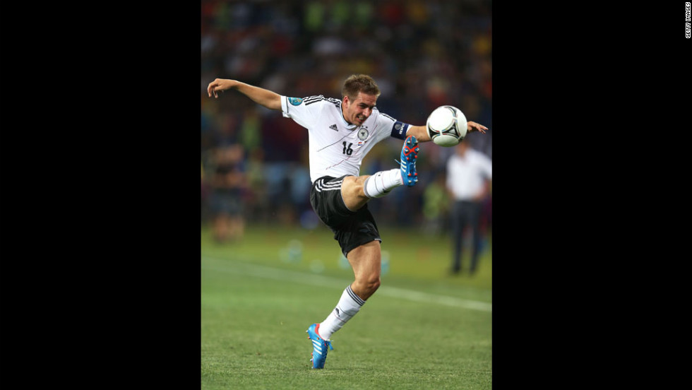 Philipp Lahm of Germany controls the ball during the Group B match between Netherlands and Germany on Wednesday, June 13.