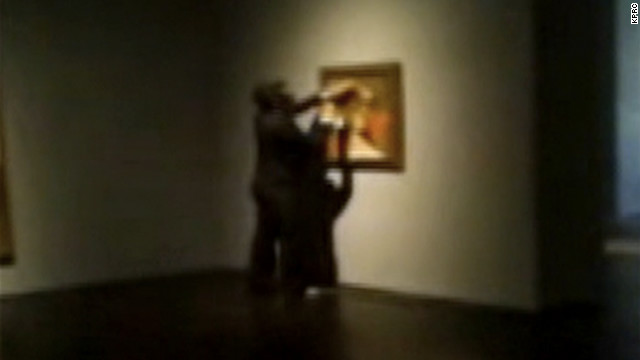 A vandal was captured on a cell phone video spray-painting a Picasso painting in a Houston museum.
