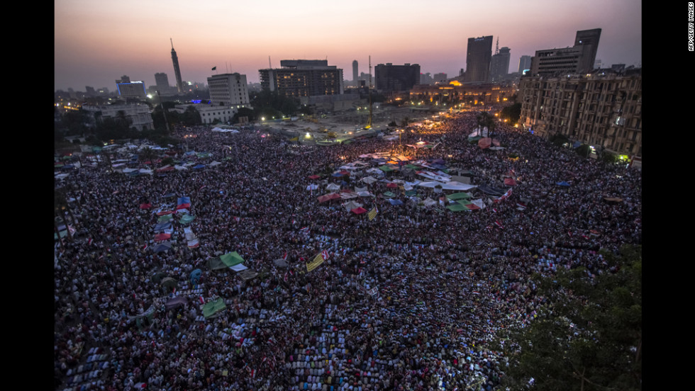 Thousands of Egyptians gather in Tahrir Square after Mohamed Morsi is declared the nation&#39;s first democratically elected president on Sunday, June 24. In a nationally televised speech, the longtime member of the Muslim Brotherhood promised to represent all Egyptians.