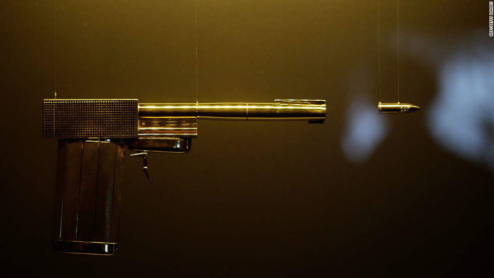 The golden gun, used by Bond Villian Francisco Scaramanga in &quot;The Man With The Golden Gun,&quot; is located, naturally, in the Gold Room, which celebrates the gold anniversary of Bond on film.