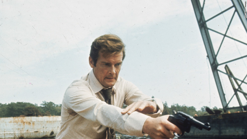 British actor Roger Moore filming the Bond film &quot;Live and Let Die&quot; in 1973. 