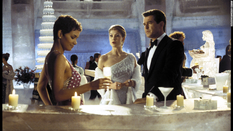 Jinx, played by Halle Berry, Miranda Frost (Rosamund Pike), and Bond (played by Pierce Brosnan) meet in the Ice Palace in the 2002 movie &quot;Die Another Day.&quot; 