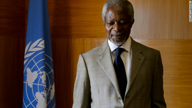 UN-Arab League envoy Kofi Annan looks on before a meeting at his office at the United Nations Offices in Geneva on July 20, 2012. UN-Arab League envoy Kofi Annan is 'disappointed' at the UN Security Council's failure to press for an end of the Syria conflict, his spokesman said after Russia and China vetoed a resolution proposing sanctions against the government. 