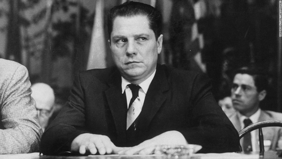 Hoffa appears at the Teamsters union convention in 1957, the year he first became union president.