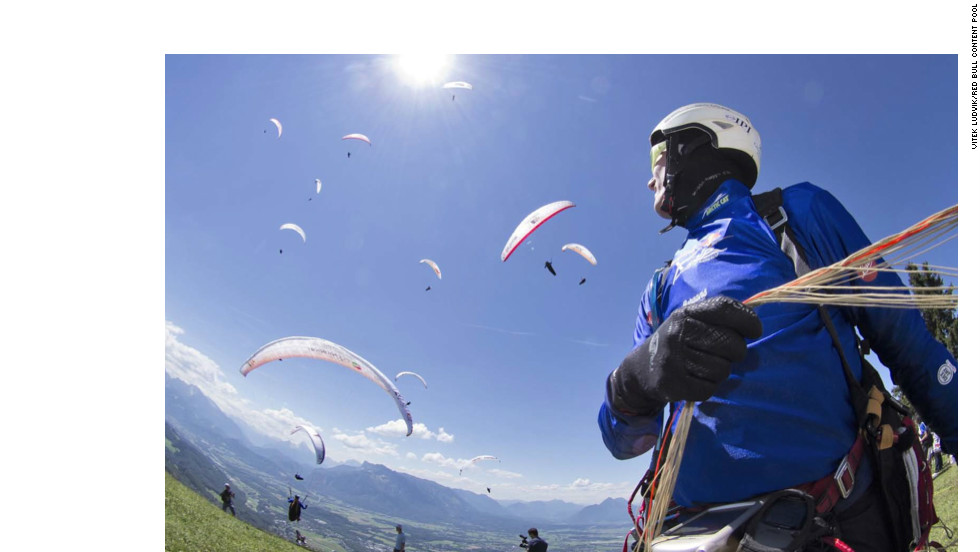 Paragliding experience and a heap of endurance are the requirements if you take part in the Red Bull X-Alps - a biennial event which requires competitors to traverse the length of the European Alps -- nearly 900km -- from Salzburg in Austria to the Principality of Monaco.  The route goes from mountain top to mountain top but you must also trek with all your equipment.  