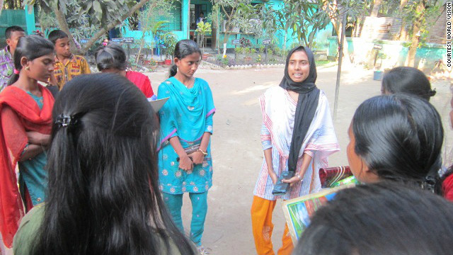 Humaiya Akhter, 16, works with young girls in the Joypurat district of Bangladesh, as part of World Vision&#39;s Child Forum, to raise awareness about the damaging effects of child marriage. 