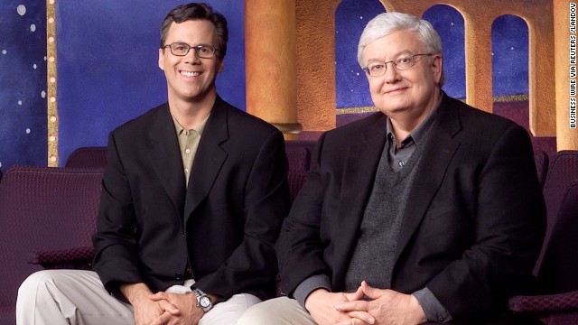 Chicago Sun-Times columnists Richard Roeper, left, and Roger Ebert pose for a photo to promote their television series &quot;Roger Ebert &amp; the Movies.&quot;