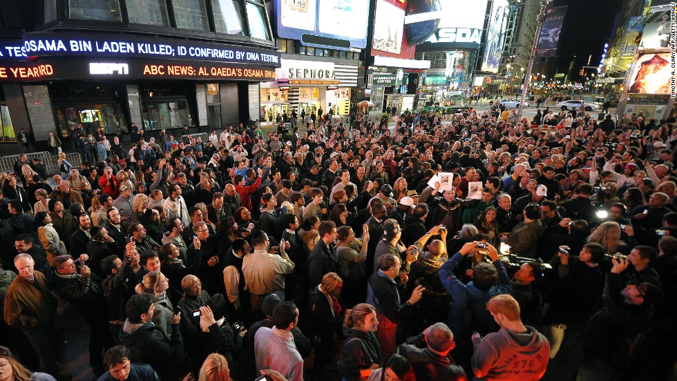 Times Square is filled shortly after the announcement of bin Laden&#39;s death.
