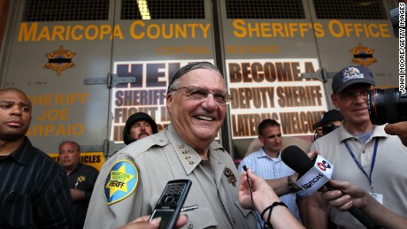 Maricopa County Sheriff Joe Arpaio stands in front of his county jail the day Arizona's immigration enforcement law SB 1070 went into effect on July 29, 2010 in Phoenix, Arizona. 