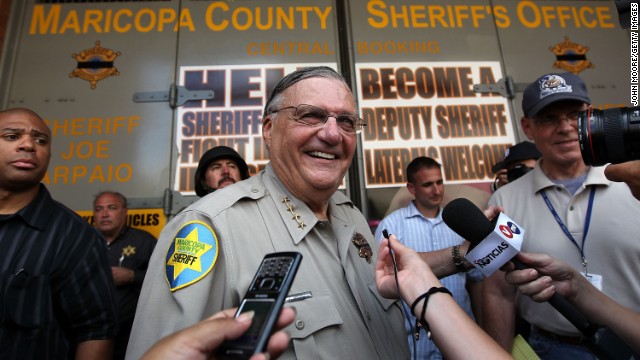Maricopa County Sheriff Joe Arpaio stands in front of his county jail the day Arizona&#39;s immigration enforcement law SB 1070 went into effect on July 29, 2010 in Phoenix, Arizona. 