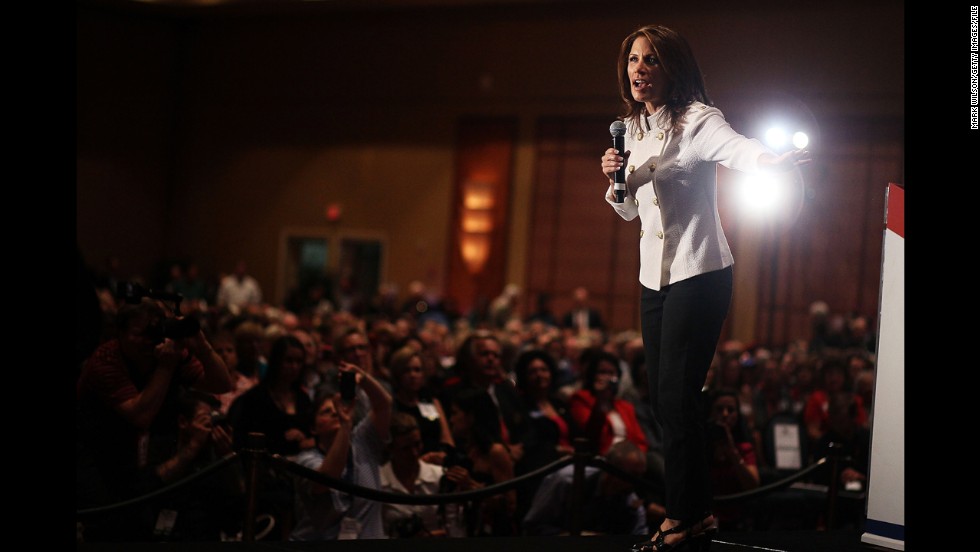 Bachmann speaks at a September 2011 rally in Orlando sponsored by the Faith and Freedom Coalition before a GOP presidential debate. 