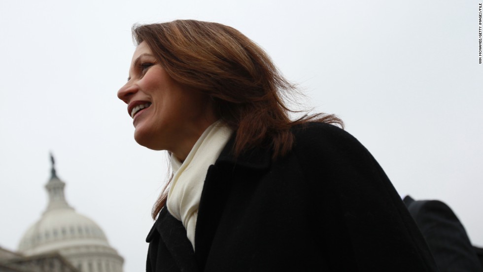 Bachmann at a January 2011 news conference in which Republican House members displayed signed petitions demanding the repeal of health care legislation.