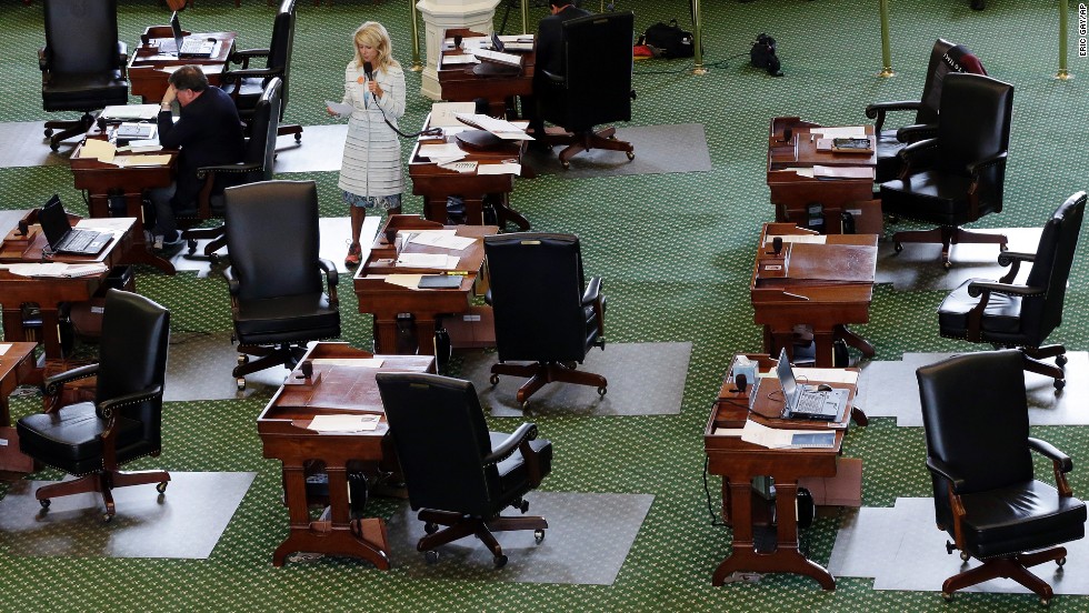 Davis filibuster took place in an near empty Senate floor. The bill she was fighting would have banned abortion after 20 weeks of pregnancy and force many clinics to upgrade their facilities and be classified as ambulatory surgical centers.