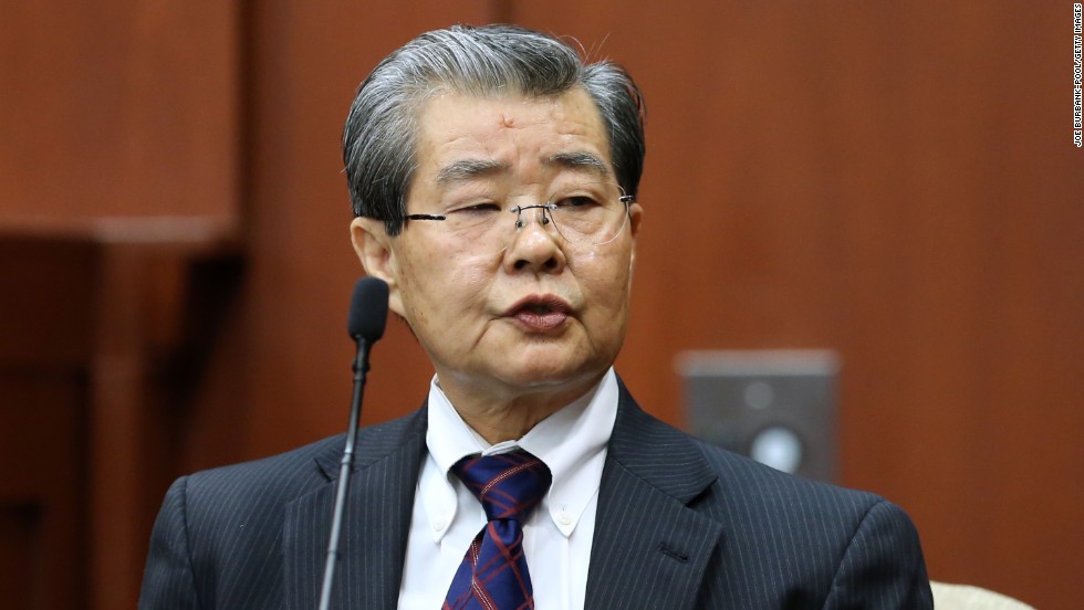 Hirotaka Nakasone, a voice recognition expert with the FBI, testifies in the Zimmerman trial on Monday, July 1.