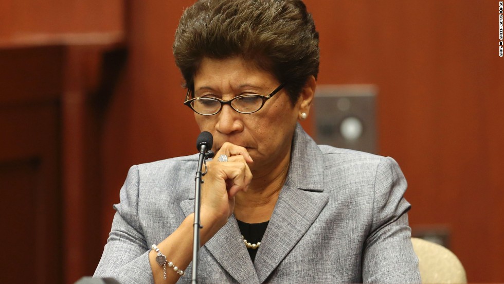 George Zimmerman&#39;s mother, Gladys Zimmerman, listens to the 911 tape while taking the stand during his trial in Seminole County circuit court on July 5.