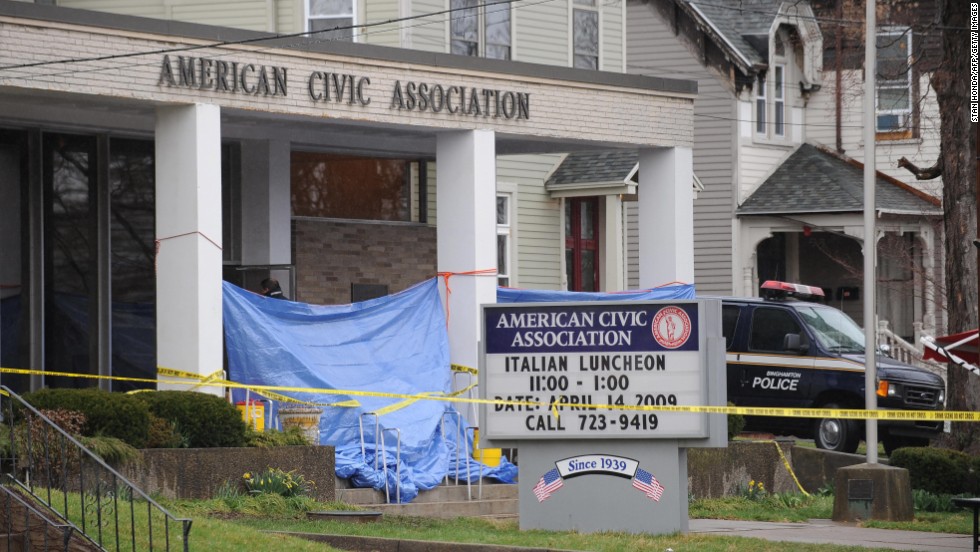Jiverly Wong shot and killed 13 people at the American Civic Association in Binghamton, New York, before turning the gun on himself in April 2009, police said. Four other people were injured at the &lt;a href=&quot;http://www.cnn.com/2009/CRIME/04/08/ny.shooting/index.html?iref=allsearch&quot; target=&quot;_blank&quot;&gt;immigration center shooting.&lt;/a&gt; Wong had been taking English classes at the center.