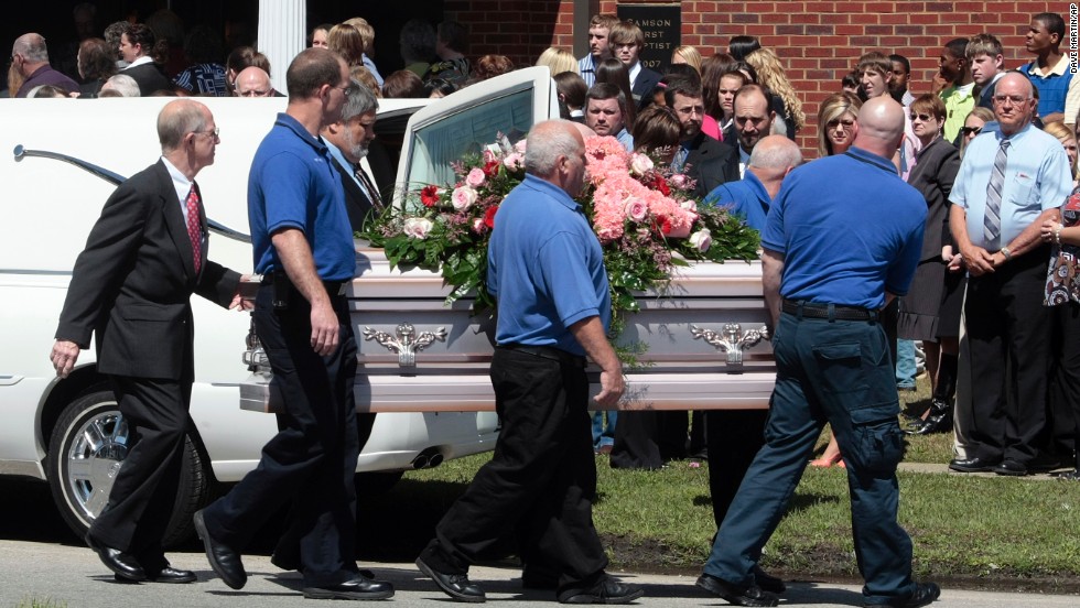 Pallbearers carry a casket of one of &lt;a href=&quot;http://www.cnn.com/2009/CRIME/03/11/alabama.shooting.timeline/index.html?iref=allsearch&quot; target=&quot;_blank&quot;&gt;Michael McLendon&#39;s&lt;/a&gt; 10 victims. McLendon shot and killed his mother in her Kingston, Alabama, home, before shooting his aunt, uncle, grandparents and five more people. He shot and killed himself in Samson, Alabama, in March 2009.