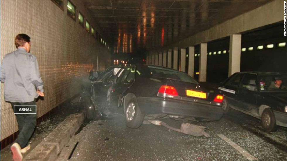 Another angle of the scene of the crash can be seen in this photo released from the inquest evidence.