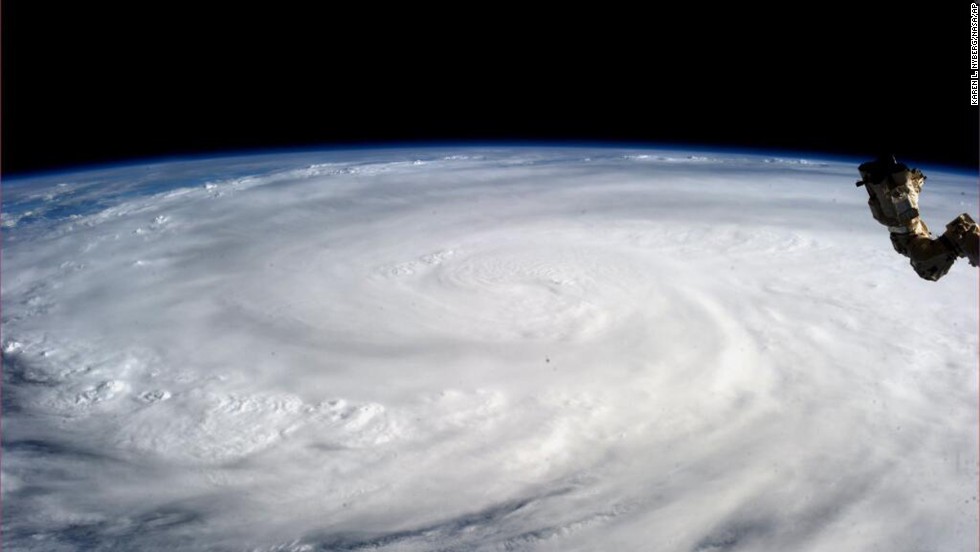 Astronaut Karen L. Nyberg took a picture of the typhoon from the International Space Station on November 9.