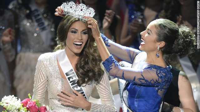 Miss Venezuela Gabriela Isler, left, is crowned Miss Universe in Moscow, on Saturday, November 9. Isler, 25, is a Venezuelan television presenter. Judges including rock star Steven Tyler, picked the winner from a total of 86 contestants at the conmpetition.