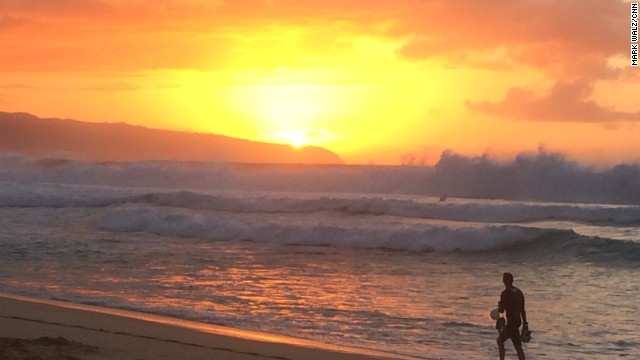 OAHU, HAWAII:  Sunset Beach, where the legendary Bonzai Pipeline surf break was firing with 15 to 20 foot waves on Decemebr 21. President Obama is vacationing on the island for the Christmas holiday.  Photo by CNN&#39;s Mark Walz.