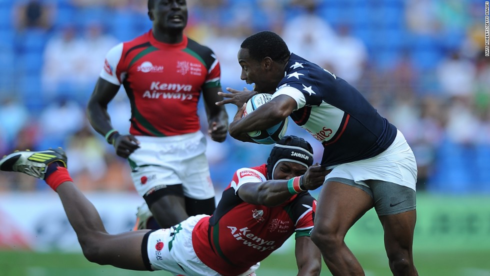 Isles is about to burst clear to score against Kenya during Gold Coast Sevens tournament in Australia last year.