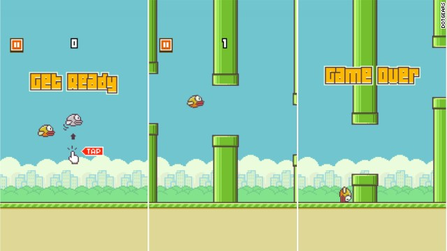 The three stages of the addictive Flappy Bird smartphone game: hope, adrenaline, grief. 