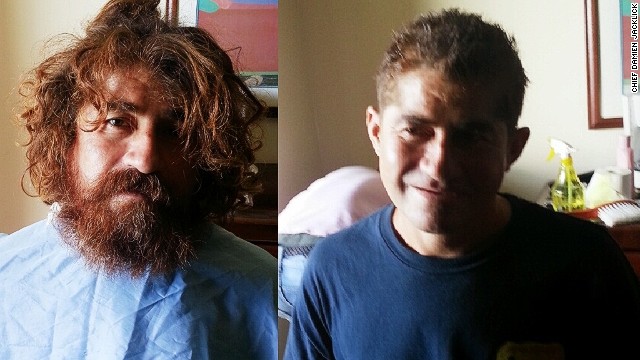 "Castaway" Jose Alvarenga after a haircut and shave, provided by Marshall Islands' Immigration Chief Damien Jacklick. The castaway washed up on a remote coral atoll in the Marshall Islands last week in a heavily damaged boat, claiming to have been lost at sea for 13 months. 