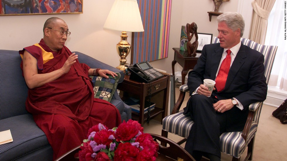 President Bill Clinton meets with the Dalai Lama at the White House in June 2000. 