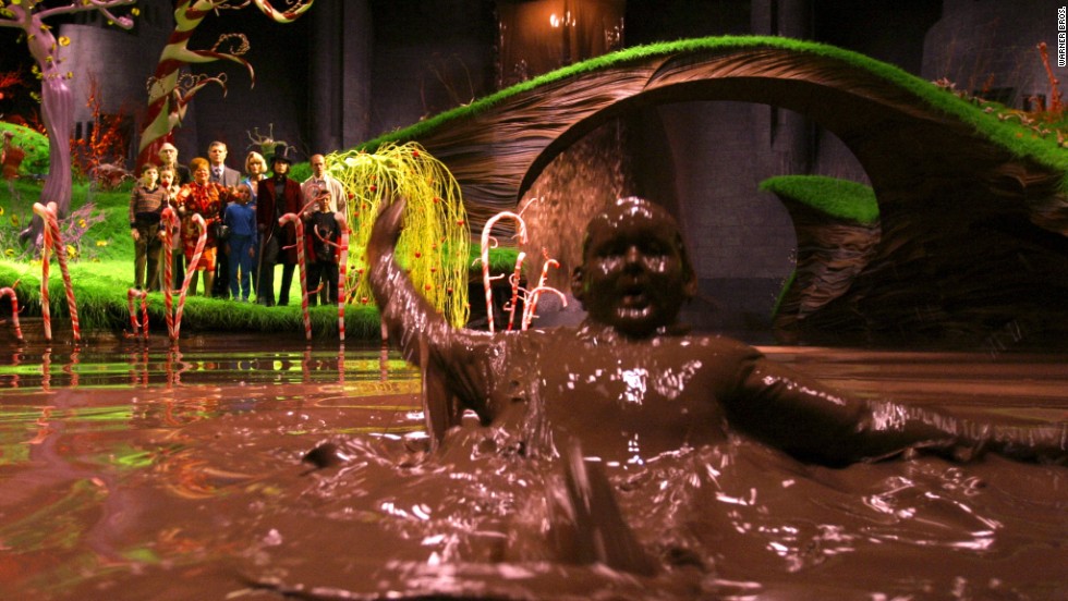 &lt;strong&gt;&quot;Charlie and the Chocolate Factory&quot; (2005):&lt;/strong&gt; Glutton Augustus Gloop (Philip Wiegratz) falls into the chocolate river as the others watch from shore in the remake of this classic childhood tale starring Johnny Depp.