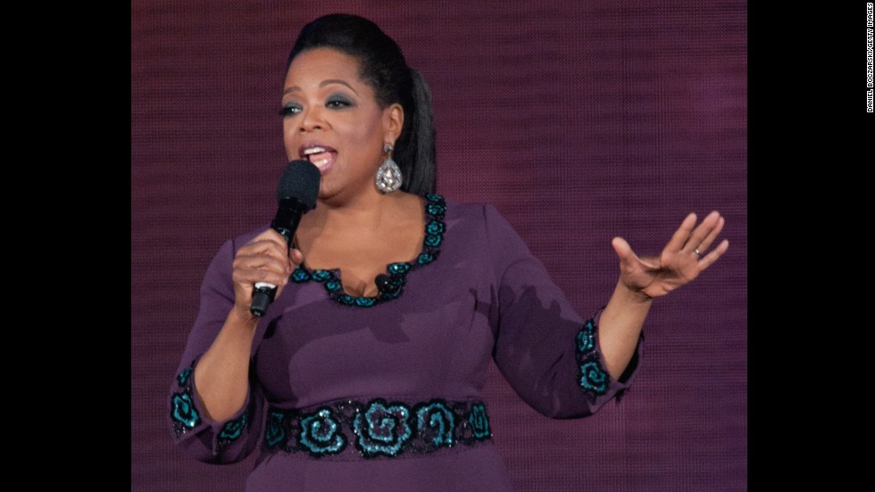 Oprah Winfrey wears a L'Wren Scott dress in May 2011 for "Surprise Oprah! A Farewell Spectacular."