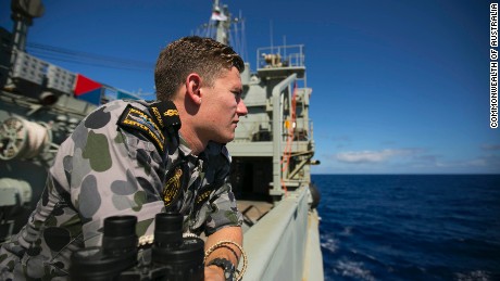 Able Seaman Marine Technician Trent Goodman keeps lookout onboard HMAS SUCCESS whilst the ship is deployed in search of the missing Malaysia Airlines Flight MH370. *** Local Caption *** Joint Task Force 658 has been established by the ADF to coordinate supporting military forces engaged in the search for missing Malaysia Airlines flight MH370. Under the name Operation SOUTHERN INDIAN OCEAN, ADF assets from the Royal Australian Navy and Royal Australian Air Force have joined the search for debris, recovery and investigation of the missing flight.