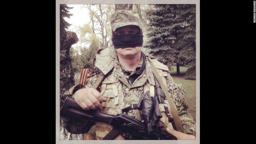 SLOVYANSK, UKRAINE: "Welcome to Balaclavistan! This happy chap wouldn't say if he's Crimean, Russian or Ukrainian." - CNN's Christian Streib. Follow Christian on Instagram at <a href="http://instagram.com/christianstreibcnn" target="_blank">instagram.com/christianstreibcnn</a>.