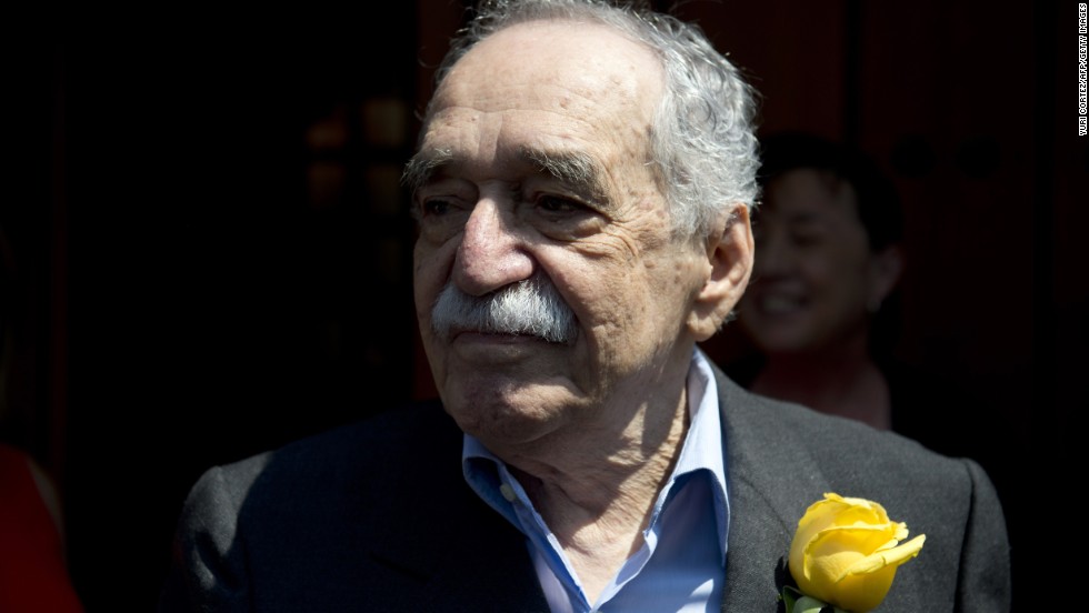 García Márquez greets the media on his 87th birthday in Mexico city on March 6.
