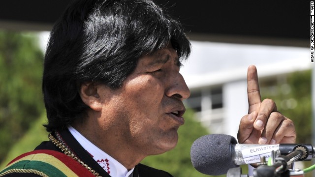 Bolivian President Evo Morales delivers a speech during the celebration of the 123rd Anniversary of the Military School in La Paz, on April 25, 2014. Bolivia sacked 702 members of the military Thursday in a quick, firm response to a march by non-commissioned officers protesting alleged discrimination against indigenous members. AFP PHOTO/Aizar RALDES (Photo credit should read AIZAR RALDES/AFP/Getty Images)