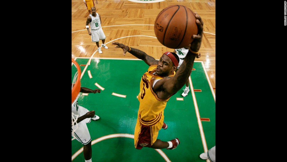 James goes to the basket during a March 2009 game against the Boston Celtics. James won the NBA&#39;s Most Valuable Player Award in 2009, 2010, 2012 and 2013.