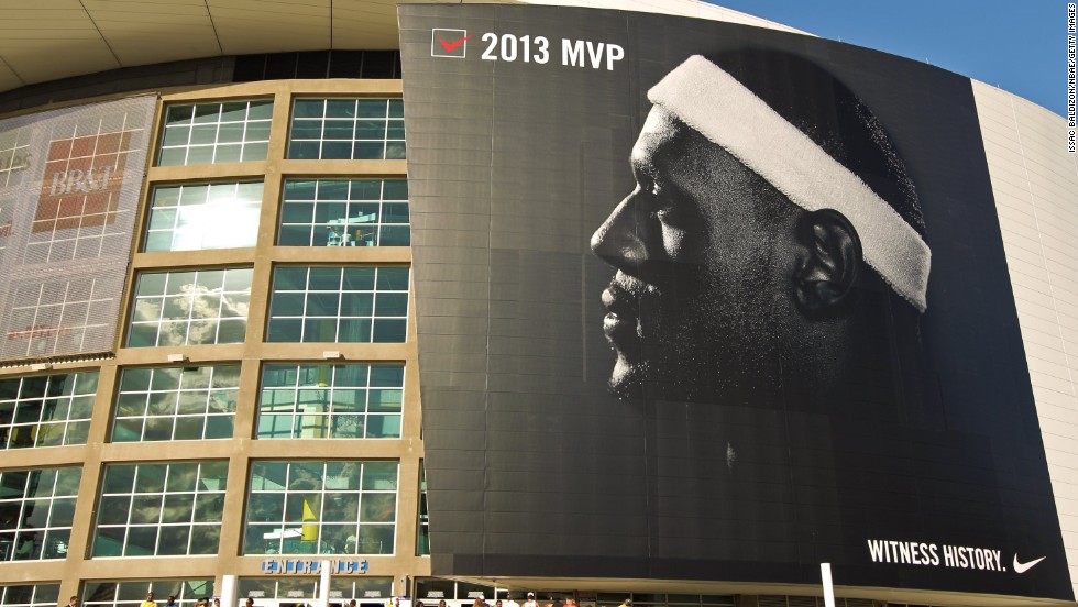 James appears on a Nike poster outside American Airlines Arena in Miami in May 2013. In 2014, James was named the World&#39;s Most Powerful Athlete. He has endorsement deals with Nike, Coca-Cola, McDonald&#39;s, Upper Deck, Samsung, Audemars Piguet and Dunkin&#39; Donuts.