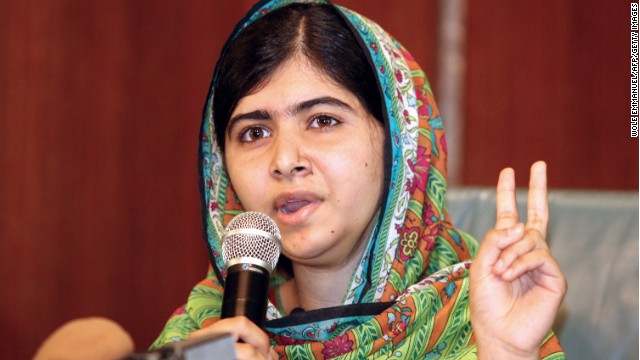 Caption:Pakistani education activist Malala Yousafzai gives a press conference on July 14, 2014 after meeting with the Nigerian president in Abuja. Malala on July 14 urged Nigerian President Goodluck Jonathan to meet with parents of the schoolgirls kidnapped three months ago by Boko Haram. Malala, who survived a Taliban assassination attempt in 2012 and has become a champion for access to schooling, was in Abuja on her 17th birthday to mark the somber anniversary of Boko Haram&#39;s April 14 abduction of 276 girls from a secondary school in the northeast Nigerian city of Chibok. AFP PHOTO / WOLE EMMANUEL (Photo credit should read WOLE EMMANUEL/AFP/Getty Images)