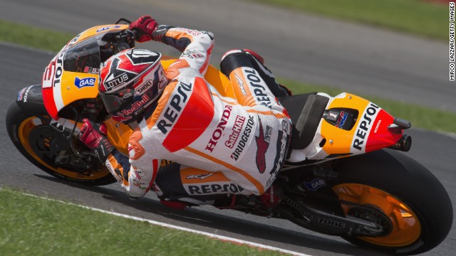 Marc Marquez of Spain and Repsol Honda Team rounds the bend during the MotoGP race during the MotoGp Of Great Britain - Race at Silverstone Circuit on August 31, 2014 in Northampton, United Kingdom.
