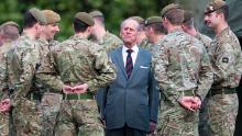 Prince Philip visits the 1st Battalion of the Grenadier Guards in February 2014.
