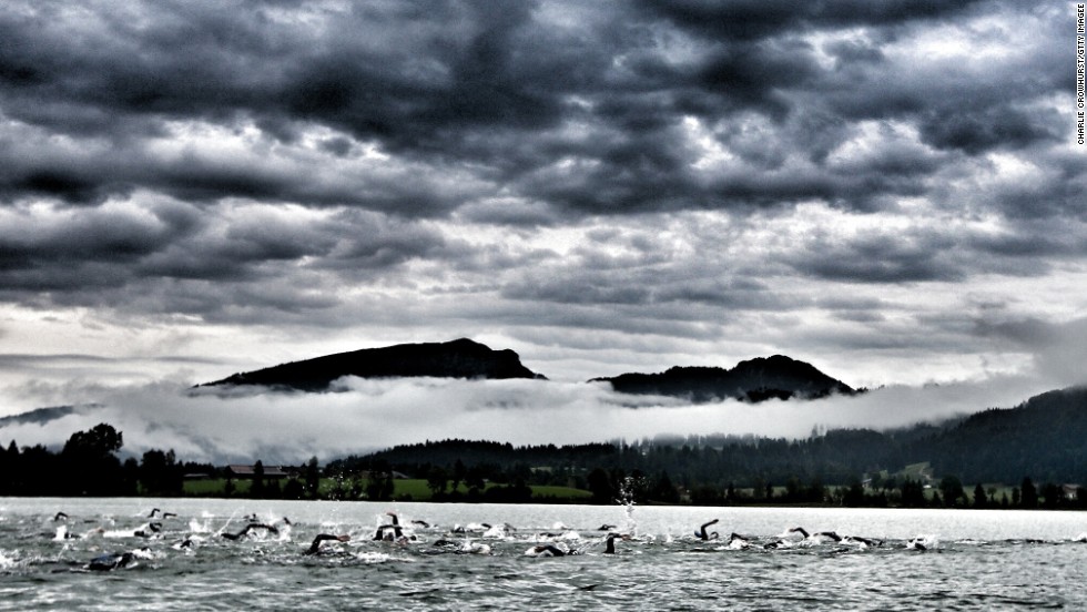 &quot;I don&#39;t have a favorite picture. You always enjoy the work you have just done,&quot; said Crowhurst, who captured thick cloud lingering over the start line of the Challenge Austria event in Walchsee.