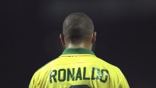 Ronaldo of Brazil with his back to the camera during the match against France in the Tournoi De France in Lyon, France. The game was drawn 1-1.  Mandatory Credit: Shaun Botterill /Allsport