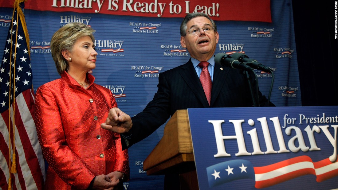 Sen. Robert Menendez announces his endorsement of Hillary Clinton for president in 2007.