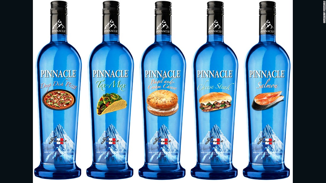Pinnacle announced a line of flavored vodkas, including deep-dish pizza, salmon and cheese steak. Yum!